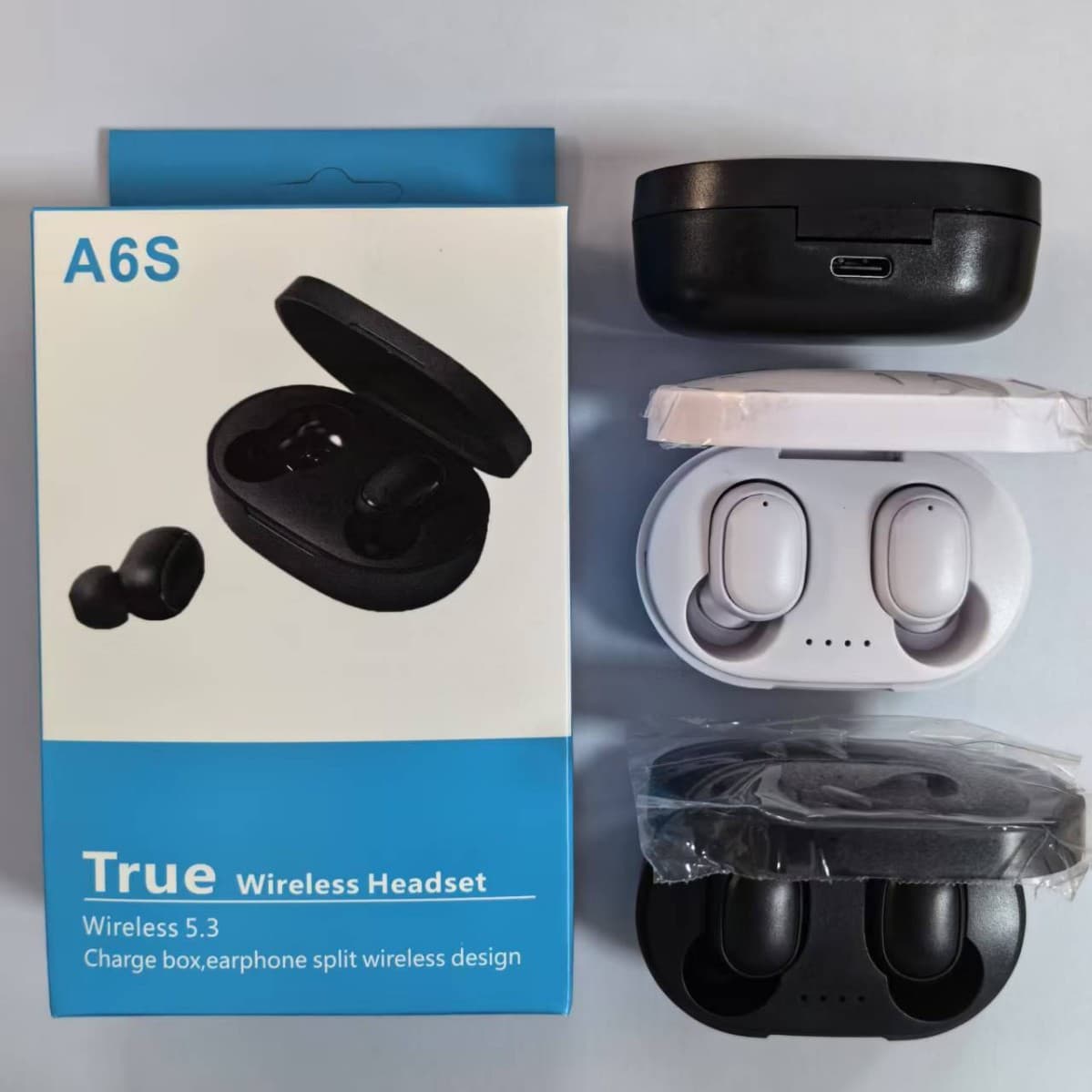 A6S Bluetooth Earbuds Type-C Cross-Border Hot Seller Macaron Bluetooth 5.3 Wireless TWS Earphones Sports Mini Earbuds