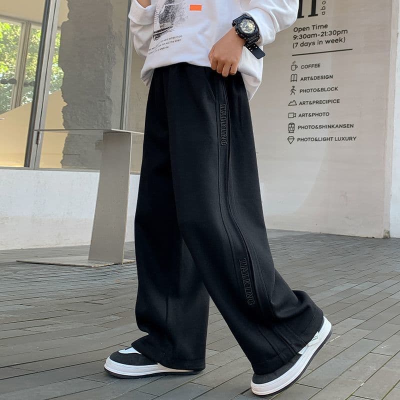 Boys' Wide-Leg Sports Pants for Spring and Autumn, Big and Middle Boys' Fall Clothing Pants, 2024 New Children's Straight-Leg Casual Long Pants