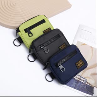 Factory Direct Trendy Polyester Coin Purse Casual Portable Card Holder Key Bag Multifunctional Mini Hanging Pouch