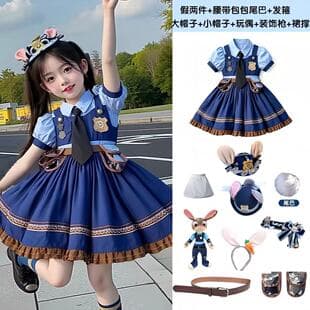 Judy Rabbit Police Officer Summer New COS Dress Girl Lolita Princess Dress Baby Birthday Gown