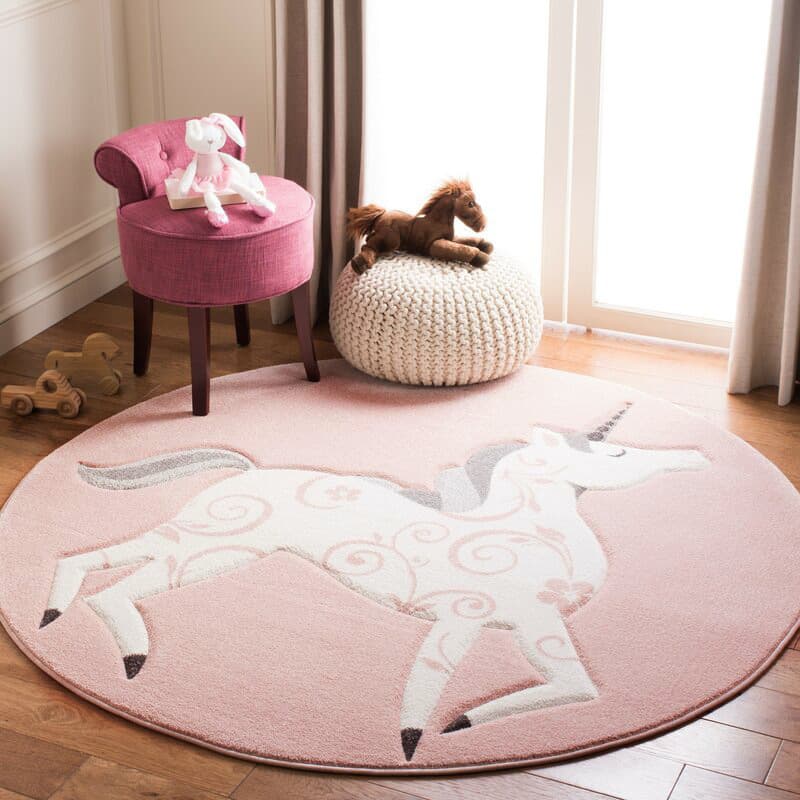 Cartoon Kids Room Round Rug Faux Cashmere Living Room Bedroom Bedside Mat Rocking Chair Cold Insulation Foot Pad Computer Swivel Chair Mat
