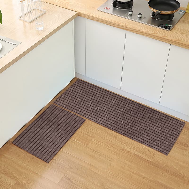 Striped striped kitchen mat, absorbent, oil-absorbing, non-slip, customizable, two-piece set for entryway and living room, stain-resistant, machine washable.
