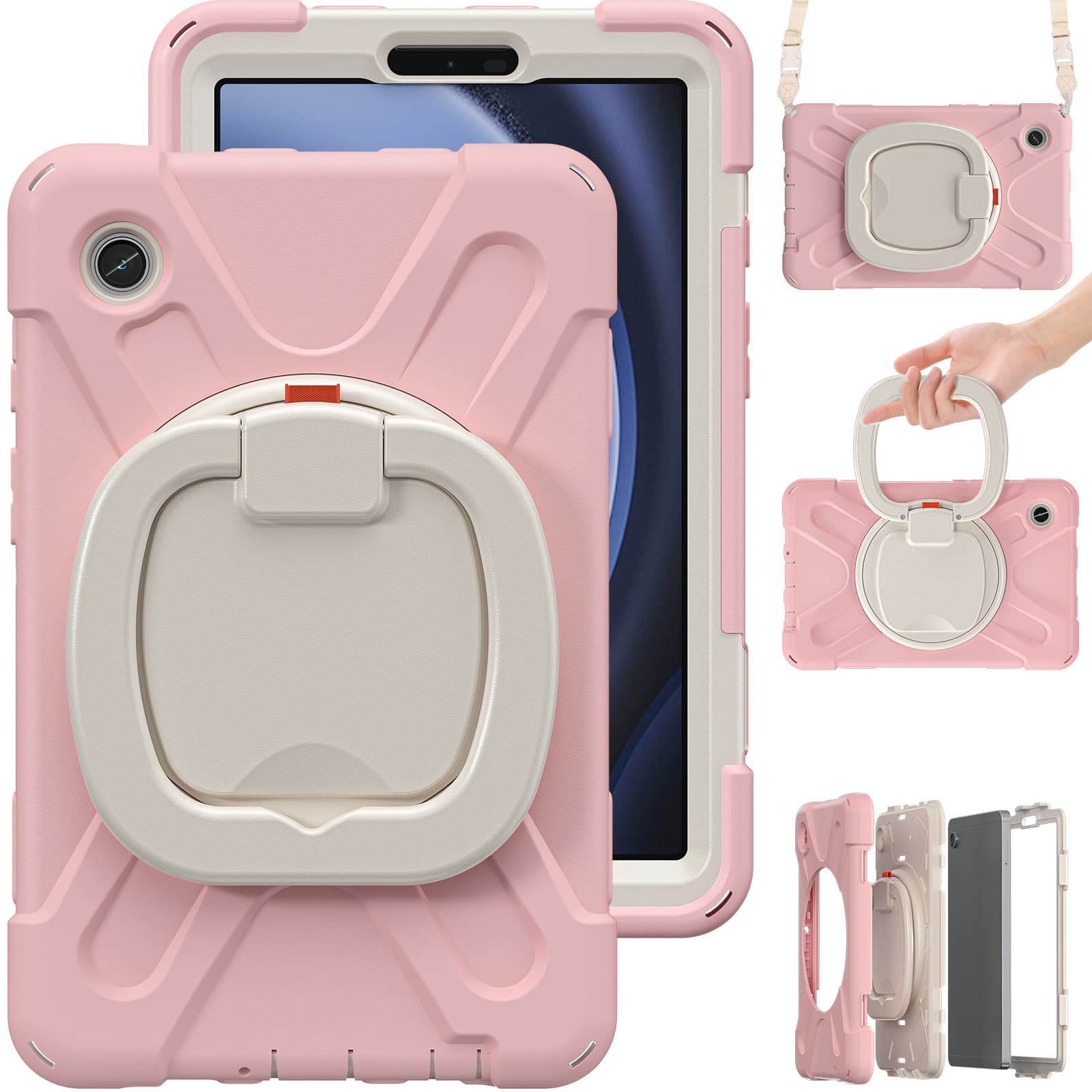 Silicone Tablet Case for Samsung Tab A9 8.7 inch, A9 Plus Rotating Stand Pirate King Shockproof Cover