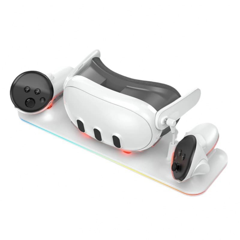 Cross-border New Meta Quest 3 VR Headset Magnetic Contact Charging Dock with Battery Pack and RGB Light
