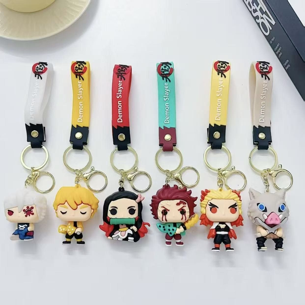 Cross-border second-generation cartoon cute Demon Slayer silicone keychain, men's and women's car key pendant