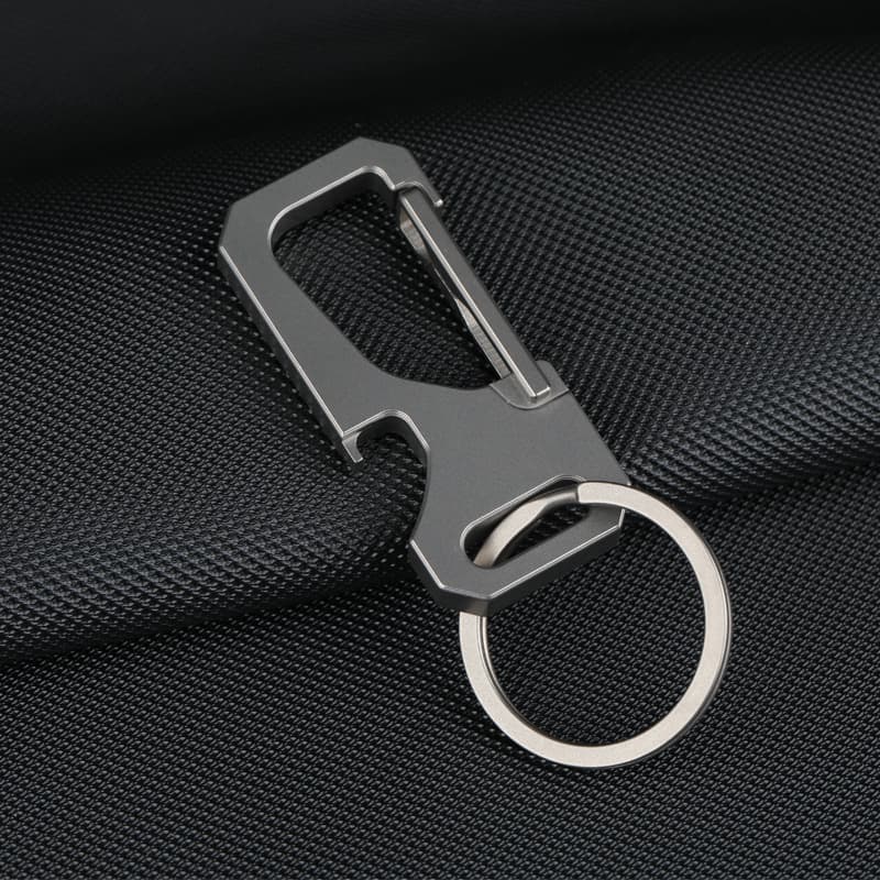 Titanium Alloy Car Keychain for Men, Creative Simple Key Ring Loop with No Spring Design