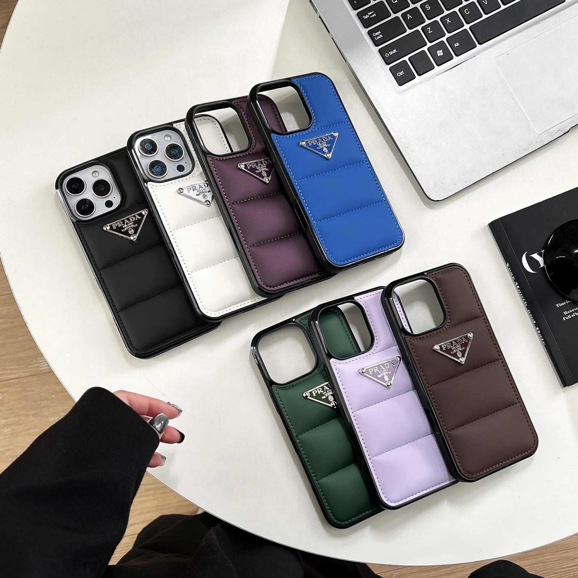 Trendy brand metal label iPhone16promax mobile phone case iPhone14Pro down jacket case 13/11 cross-border 15