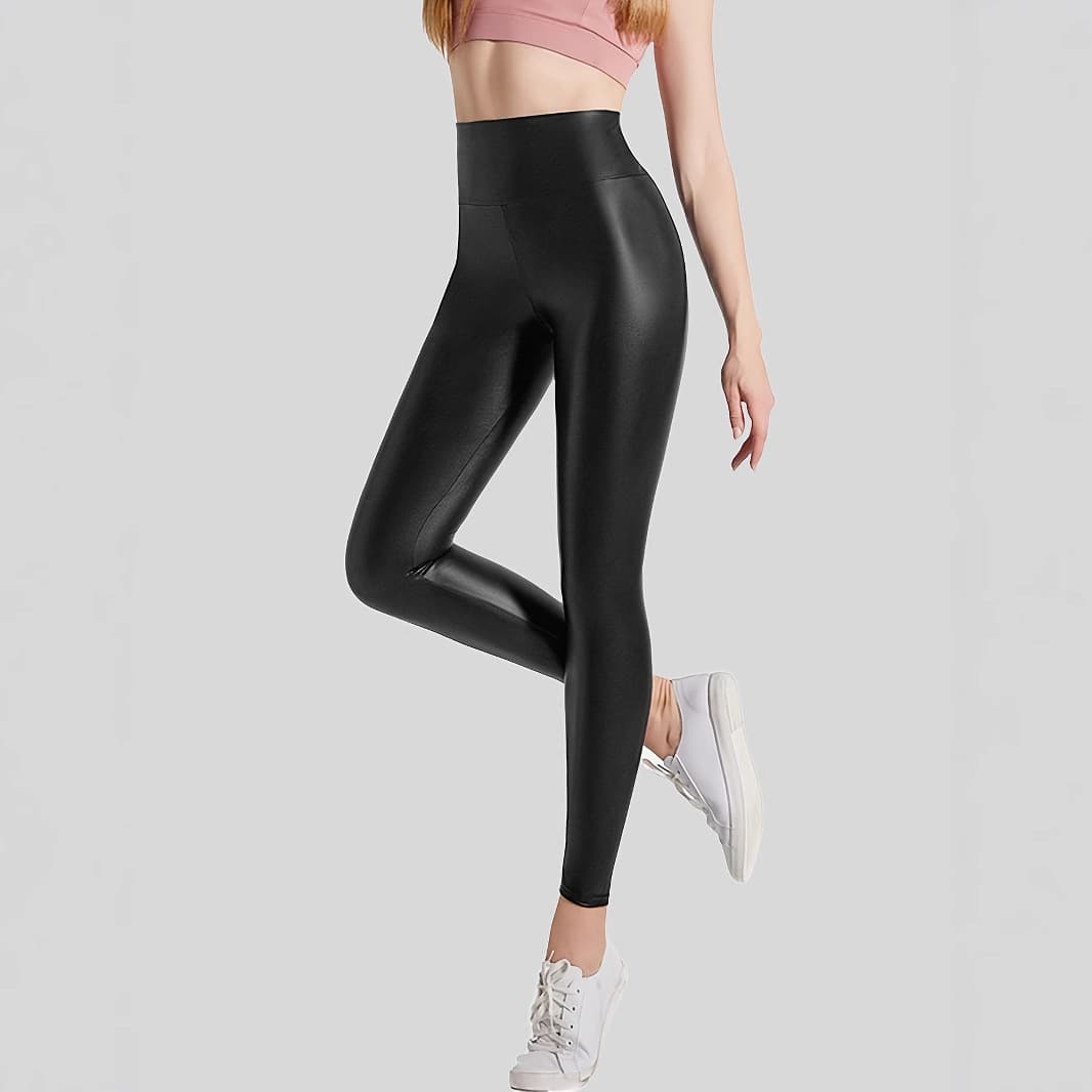 Amazon Cross-border Europe and America High Waist Tight Leather Pants Women Sexy Slim Elastic Plus Size PU Faux Leather Pants Drop Shipping