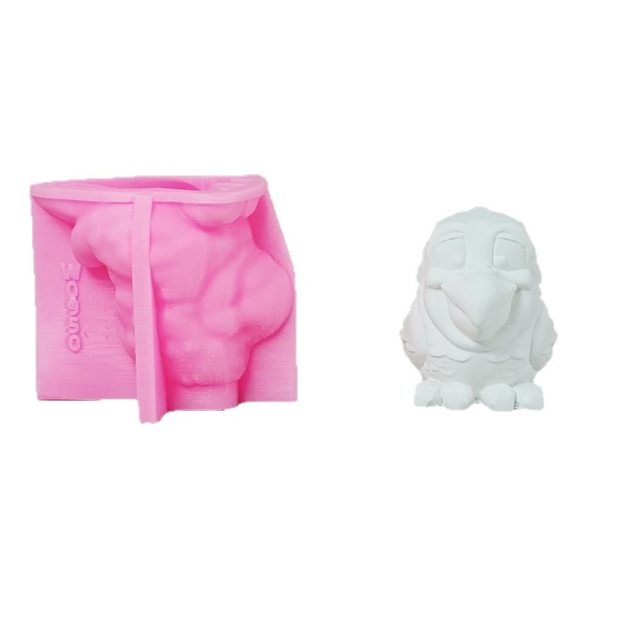 3D Parrot Figurine Mold for DIY Candle, Plaster, and Ornament Silicone Mold W0950