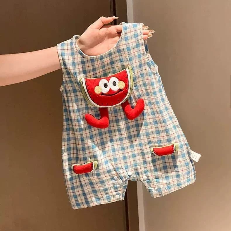 Baby clothes summer thin full moon jumpsuit cute baby boy hundred days sleeveless summer outing rompers trendy