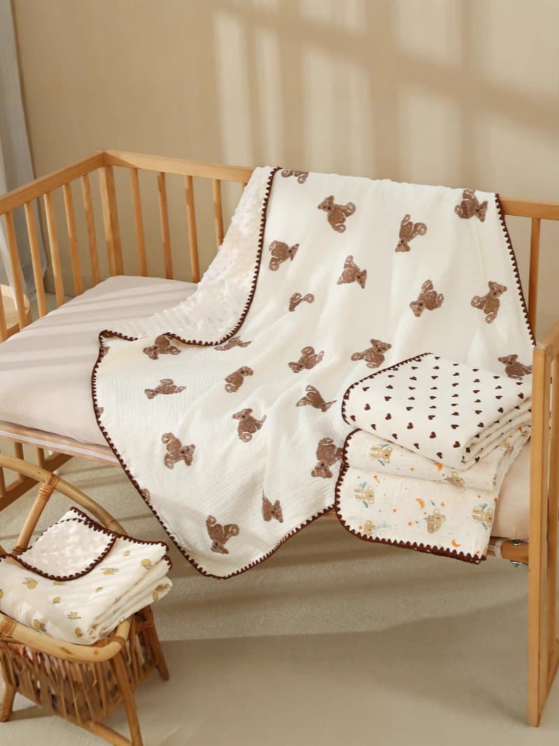 Class A Cotton Gauze Bean Dot Blanket, Soft Baby Newborn Blanket, Spring/Summer Infant Swaddle, Kindergarten Blanket