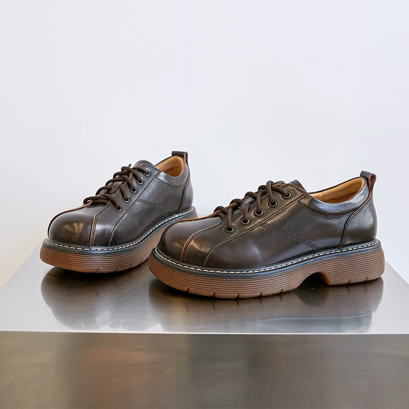 Beautiful Foot Power women's leather shoes, British style, 2023 autumn new thick-soled JK flats, retro and artistic casual women's shoes.