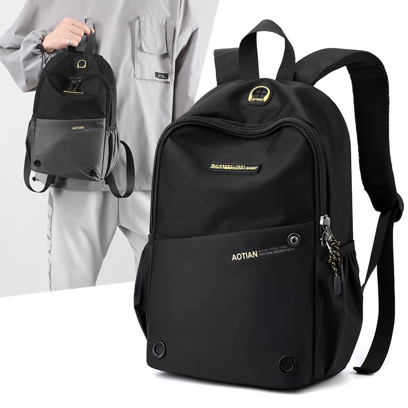 Aotian Men's Backpack 2026 New Style Backpack Men's Outdoor Casual Travel Bag Lightweight Student Schoolbag