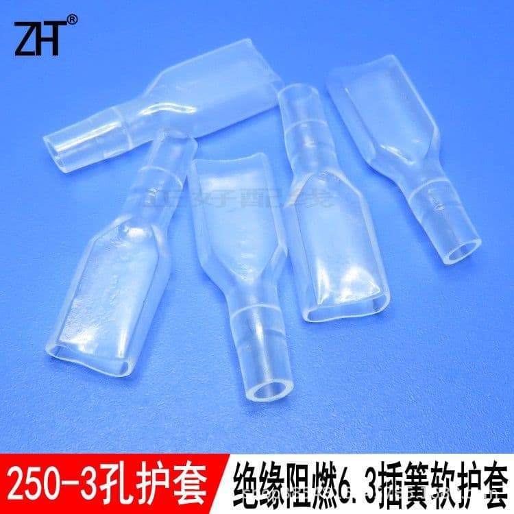 250 Insulated Sheath 6.3-3.0mm Hole Flame Retardant Sheath Female Spade Terminal Cover PVC Rubber Boot