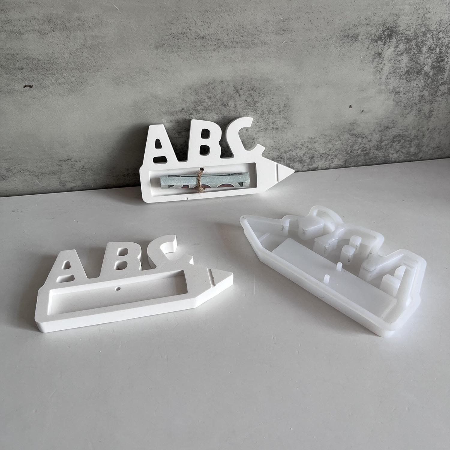 Back-to-school season ABC letter gift holder silicone mold cash chocolate gift decorative plaster glue mold