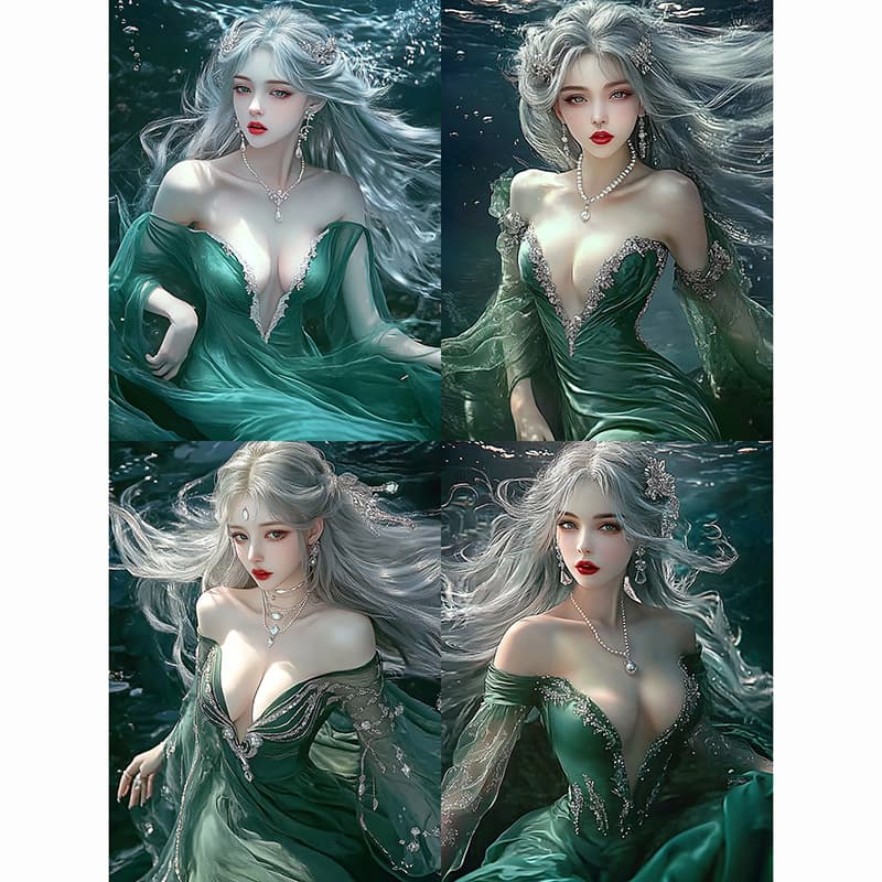 New Mermaid Princess Diamond Painting Cartoon Girl 5D Full Drill DIY Sticker Cross Stitch with Frame