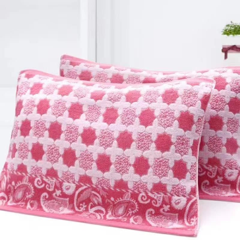 Pure cotton single pack, all-cotton sweat-absorbing towel, terry loop pillow towel for single student or adult, cross-stitch old-fashioned style.