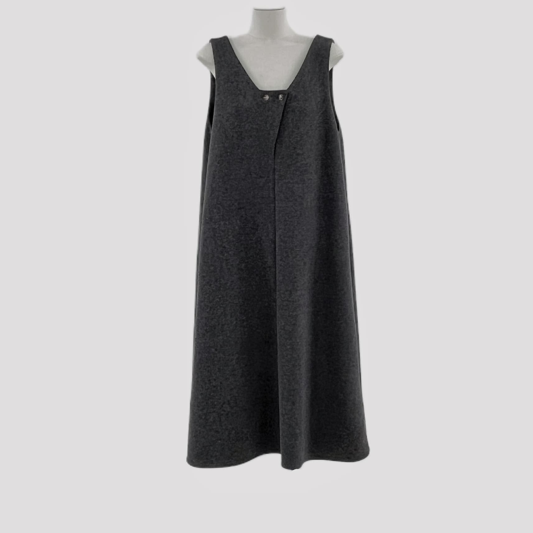 2024 Autumn/Winter New Upgraded Heavy Fabric Front and Back Reversible Layered Twill Loose Wool Vest Dress Dark Gray