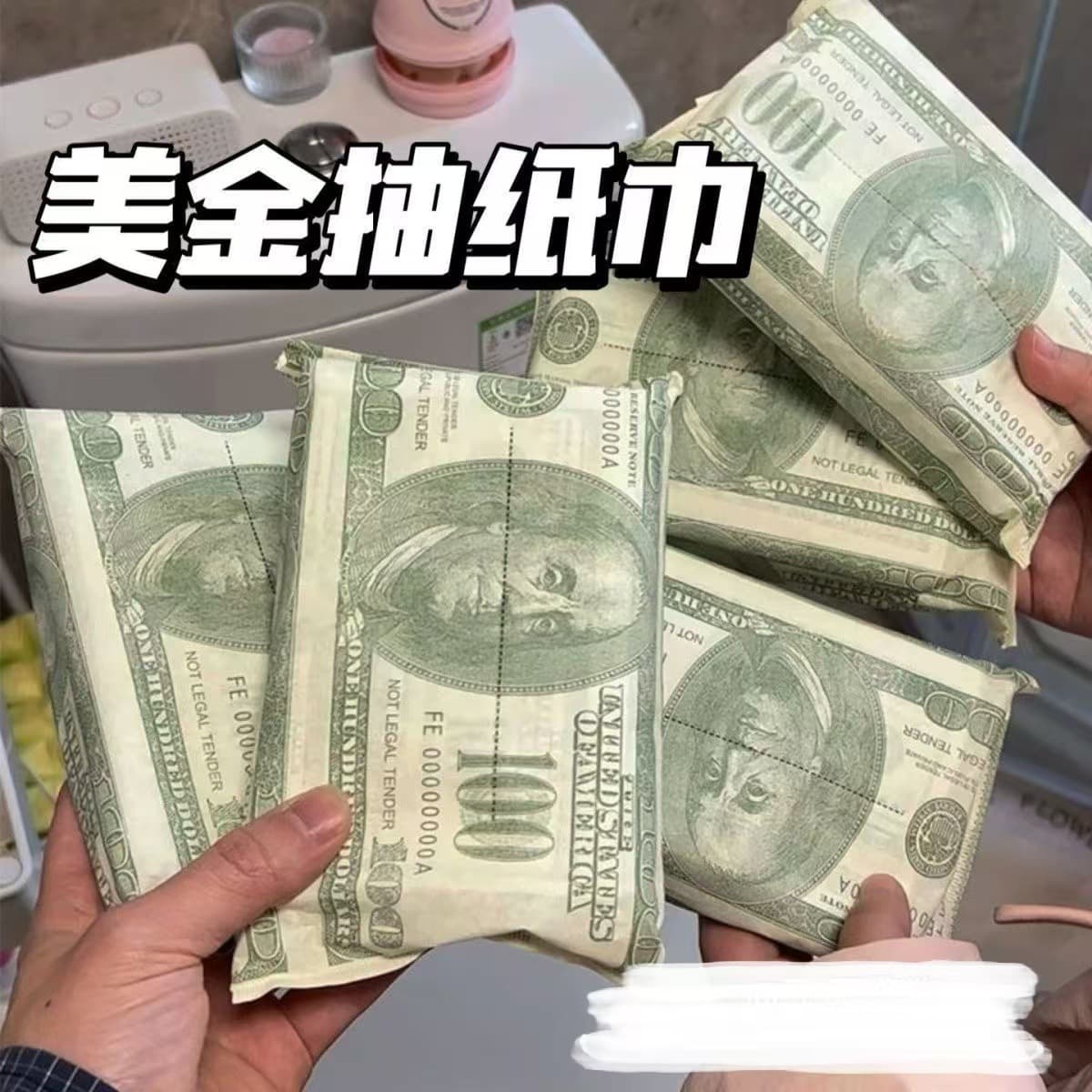 TikTok Viral Fake Money Tissue Creative Printed Cash Tissue Thick Portable Handkerchief Tissue Novelty Dollar Tissue