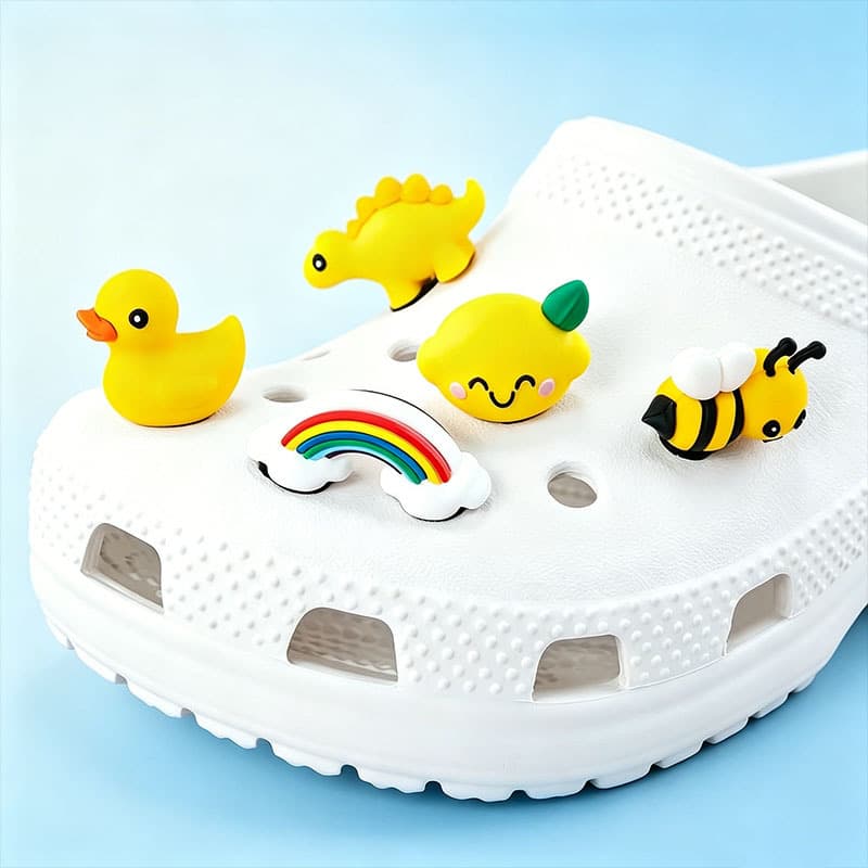 Cartoon 3D Croc Shoe Charms Decorative Buckle PVC Soft Rubber Shoe Clogs Garden Shoes Hole Accessories