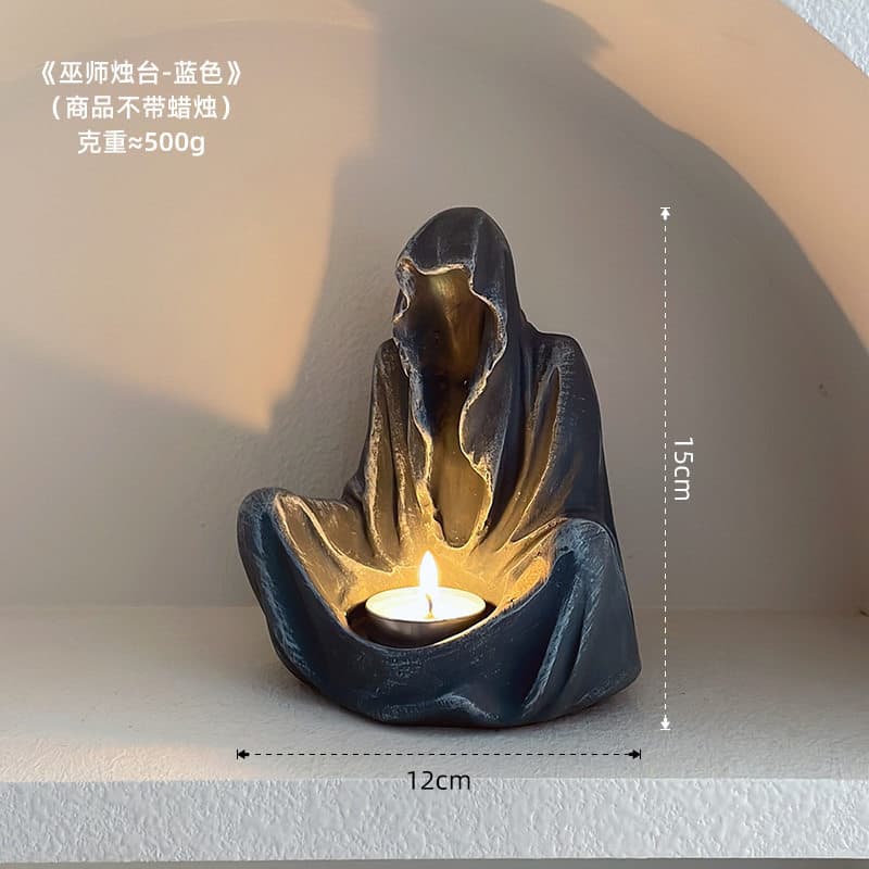 Creative Wizard Decorative Ornament No-Face Man Candleholder Weird Master Home Decor Candle Cloak Art Candleholder
