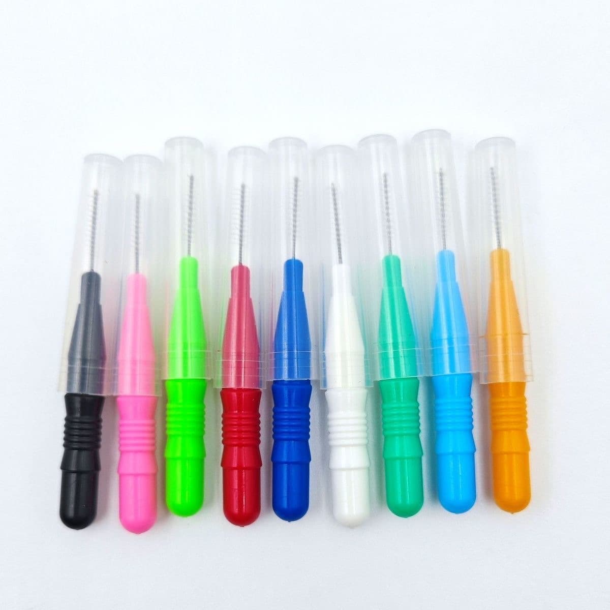 Cross-Border New Model Eyelash Brush, Interdental Brush, Cleaning Brush for Gaps Between Teeth, Mini Colorful Eyebrow Brush, 10 Pieces Per Pack