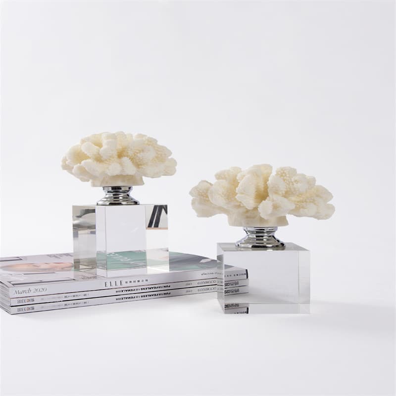 Nordic Light Luxury Metal Home Decorative Craft Crystal Marble Living Room Ornament Showroom Entryway Cabinet Display