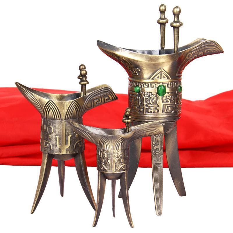 Bronze Cup Imitation Bronze Jue Cup Wine Vessel Ancient Wine Cup Antique Creative Gift Qianlong Home Decor Antique Ornament