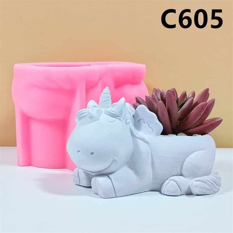 Cute pony silicone mold diy handmade succulent flowerpot home three-dimensional indoor creative ornament C605