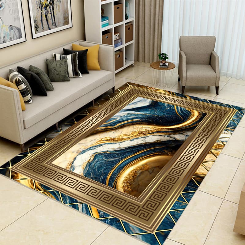 Cross-border Light Luxury Living Room Carpet Modern Bedroom Full Coverage Non-slip Carpet Home Simple Lines Stain-resistant Sofa Foot Mat