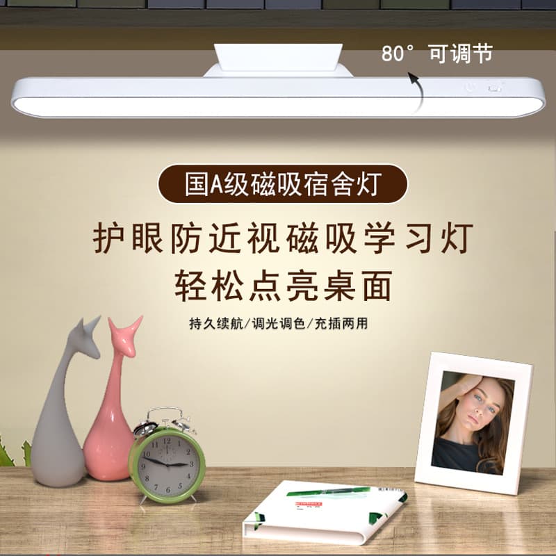 Eye-Protecting LED Desk Lamp for College Dormitory, Desk and Bedside Study Use, No Drilling Magnetic Suction Cool Light