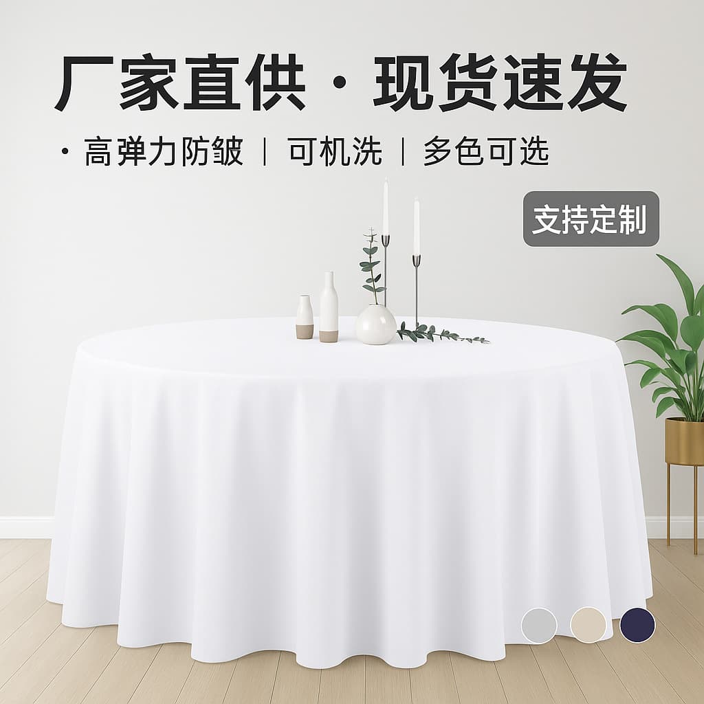 Amazon cross-border spot hotel banquet party decoration tablecloth polyester table fabric restaurant plain white table cover