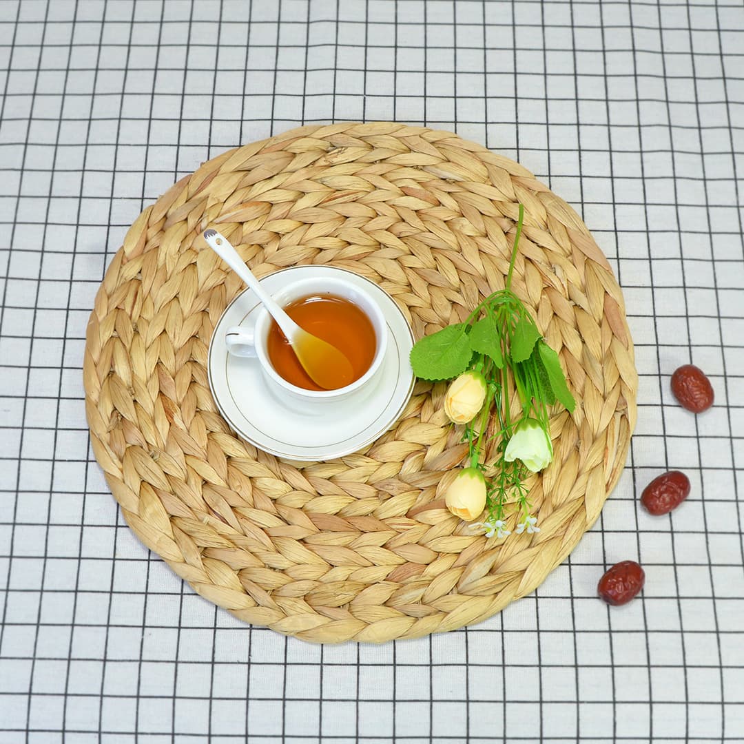 Handwoven Water Hyacinth Round Placemat Heat Insulation Mat Cup Mat Plate Mat Bowl Mat Western Dining Mat