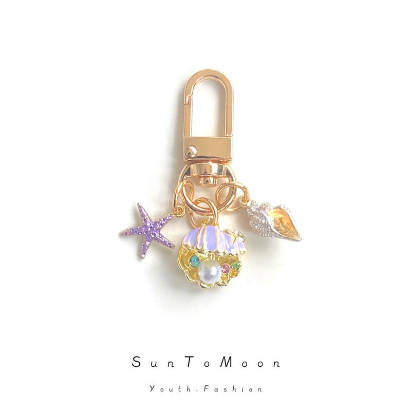Ocean Pearl Shell Starfish Conch Keychain Accessory Simple Mini Women Girlfriend Bag Charm Decoration