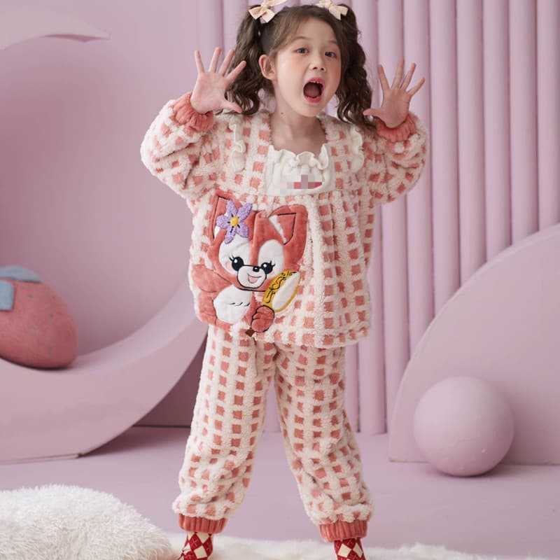 Children's Pajamas Coral Velvet Flannel Autumn and Winter Plus Velvet Girls Boys Home Clothes 2026 New Thickened Set