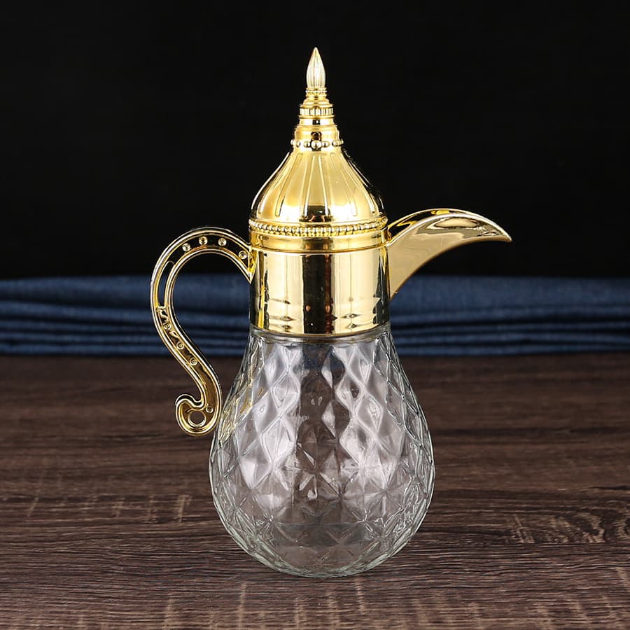 New European-style Middle Eastern Light Luxury Glass Cold Water Pitcher Set for Home, Arabic Large Capacity High-Aesthetic Water Pitcher
