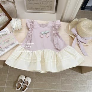 2025 Korean-style Girls Summer Dress New Lace Princess Dress Cotton Thin Sweet Summer Vest Dress