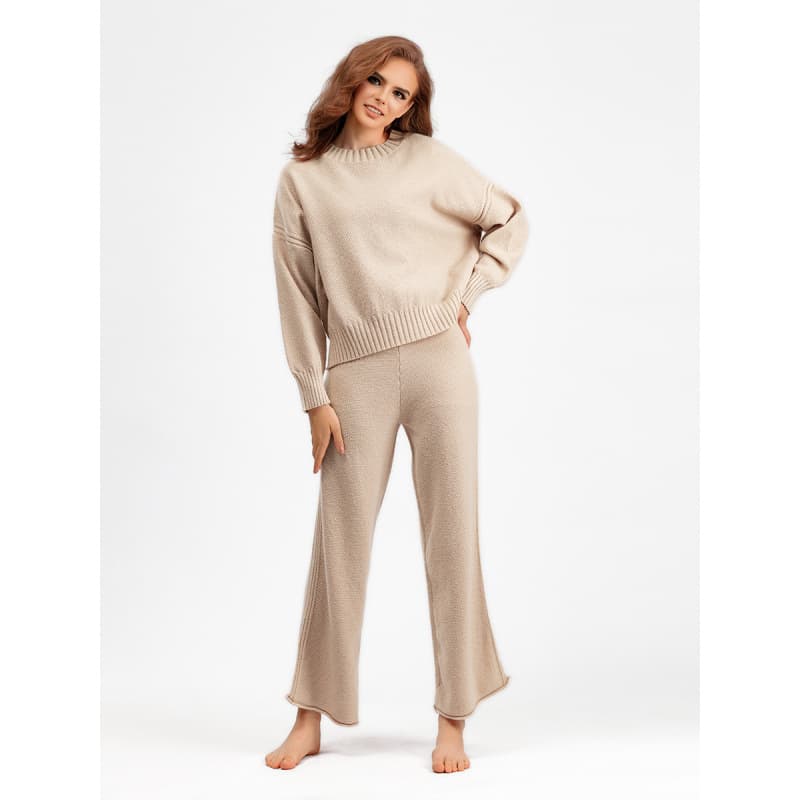 2025 Autumn/Winter New Fashion Casual Knit Set for Women, Loose Sweater and Wide-Leg Pants Two-Piece Set