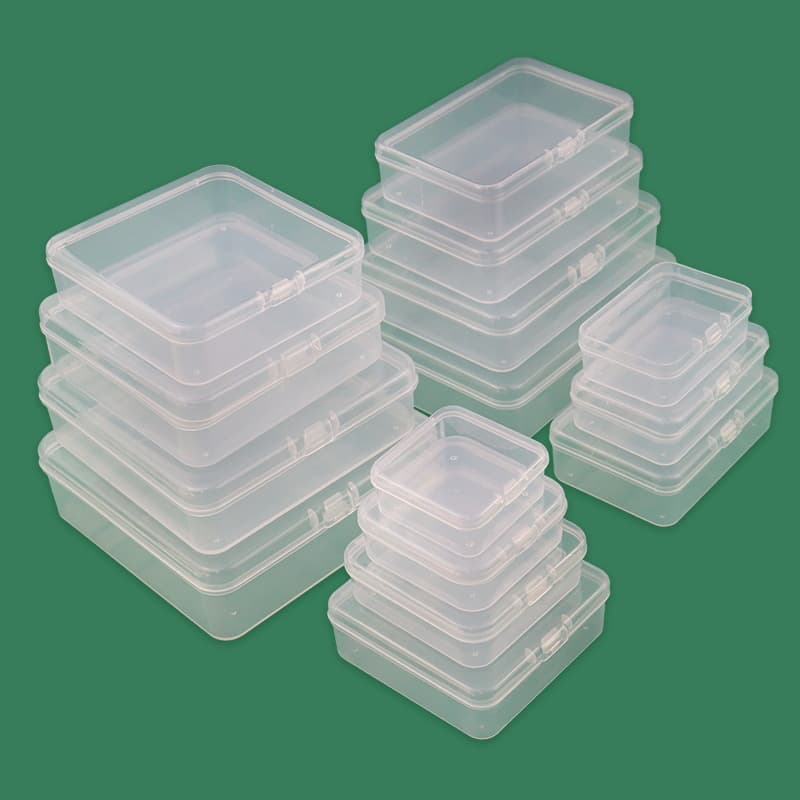 Square PP Plastic Box, Rectangular Translucent Packaging with Lid for Small Parts, Jewelry, and Storage