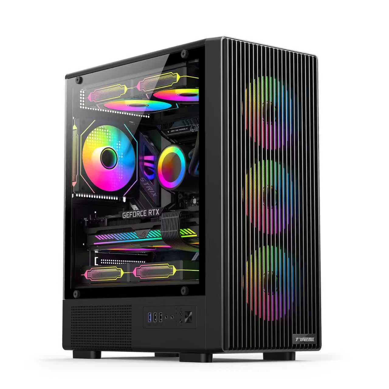 Nine-Tailed Fox T11 DIY PC Case Desktop ATX Full-Size Transparent Side Panel E-Sports Gaming Computer Case MATX
