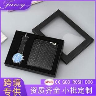 Gift Set Birthday Gift Quartz Large Dial Watch Wallet Leather Wallet for Dad Christmas Valentine's Day