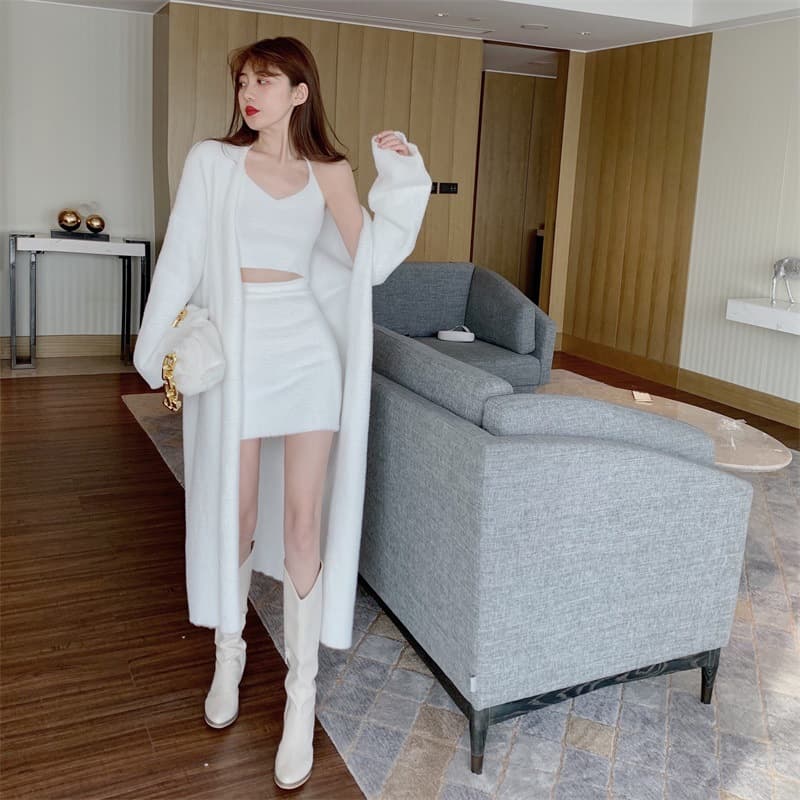 Home Use Outerwear 202 Slimming Knight Wool Suit Jacket Sweater Comfortable Waist-Fitted Three-Piece Set