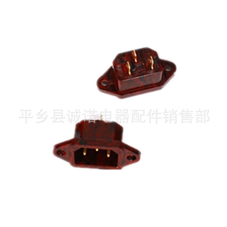 Molded Power Socket for Rice Cooker, 3-Pin 3-Hole Socket, Bakelite Copper Pin, High Temperature Resistant, Flame Retardant 3-Hole Socket