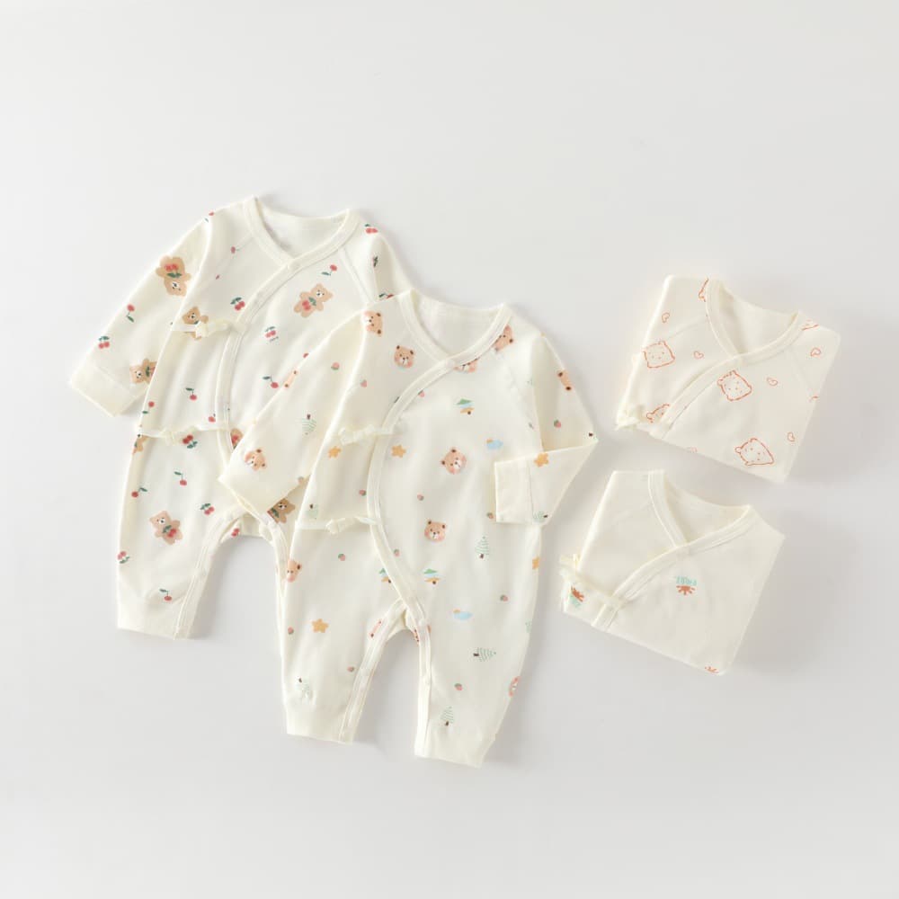 Spring and Autumn Baby Clothes Pure Cotton Jumpsuit Strappy Type A Boneless Baby Home Clothes Pajamas Confinement Clothes