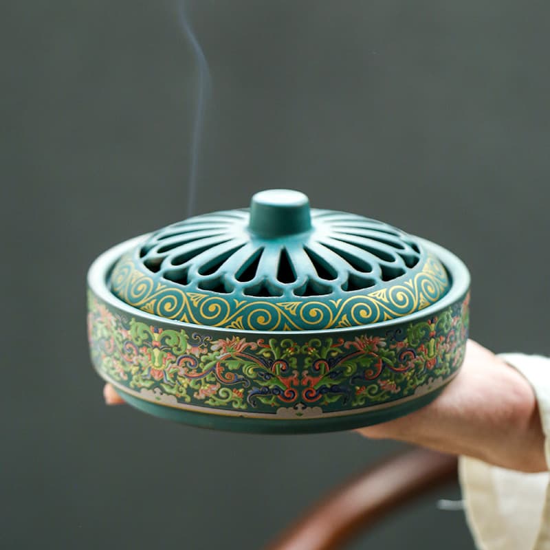 Enamel Large Ceramic Mosquito Incense Burner for Home Indoor Use, Incense Tray, Sandalwood Burner, Incense Stamp Stand
