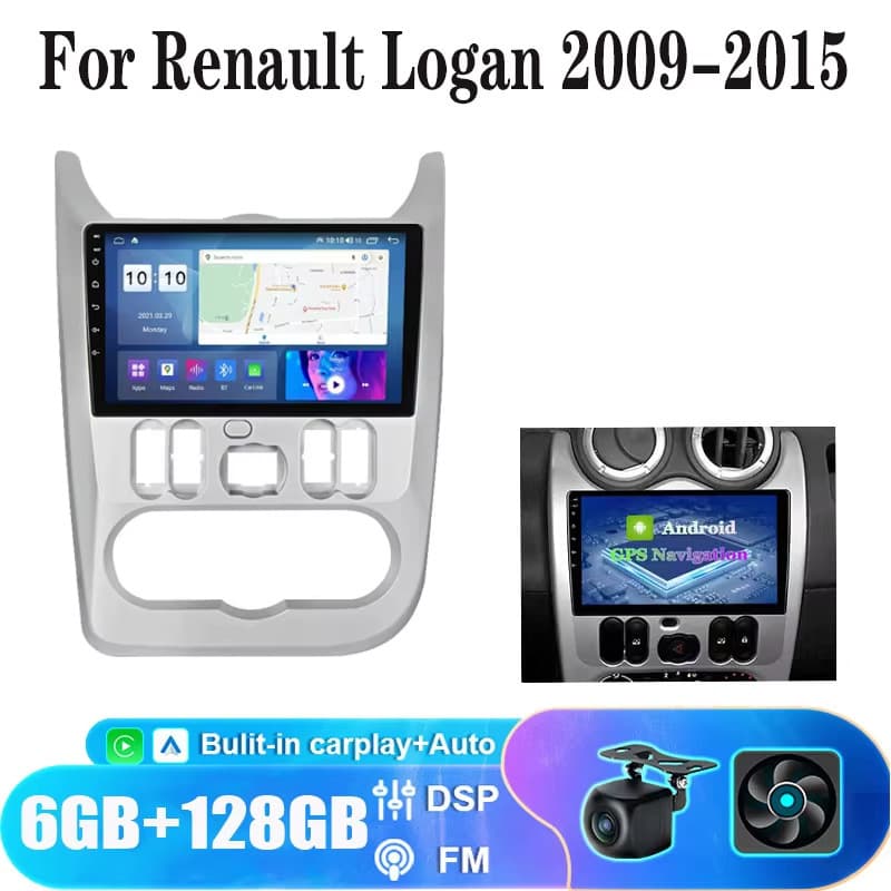 9-inch Navigation Reverse Camera Stereo for Renault Logan 1 Sandero 2009-2015