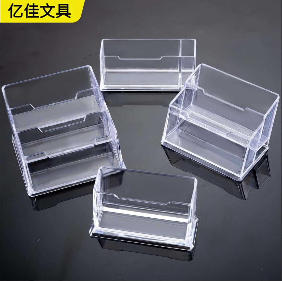 Transparent Acrylic Business Card Holder Display Stand, Desktop Card Storage Box with Logo Printing for Office Desk