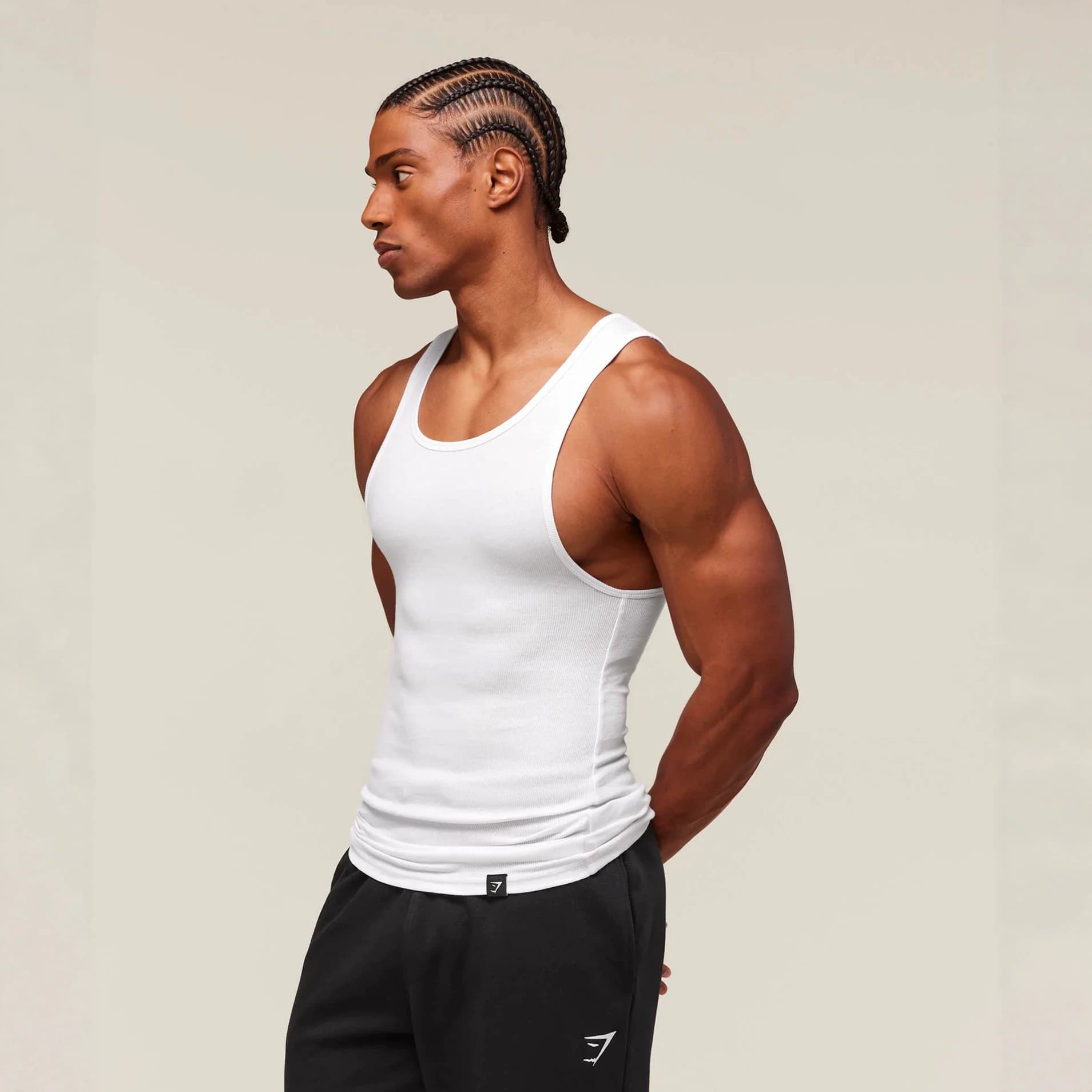 GYMSHARK Summer New Men's Vest Muscle Fitness Basic Stretch Ribbed Knit Sleeveless Vest