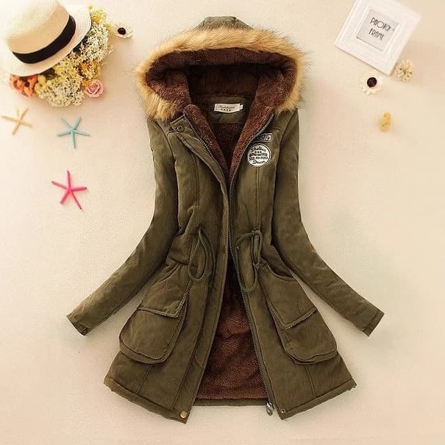 Cross-Border Winter New Korean Mid-Length Cotton Coat for Women with Large Fur Collar, Fleece-Lined Thick Loose Cotton Jacket Trend