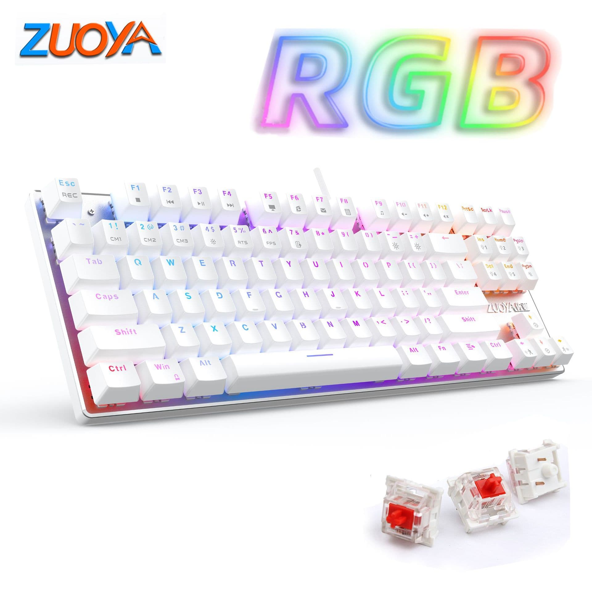 ZUOYA X76 Gaming Mechanical Keyboard RGB Backlight USB Wired 87 Keys Full Key Rollover Russian Keyboard